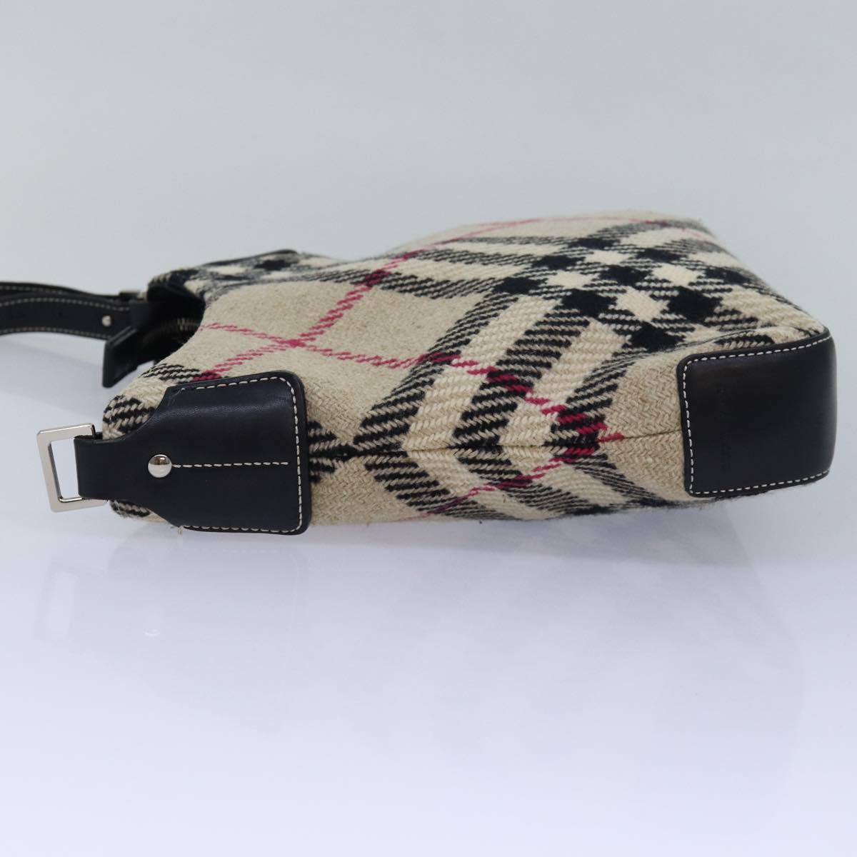 BURBERRY Nova Check Shoulder Bag Wool Beige Auth 83390