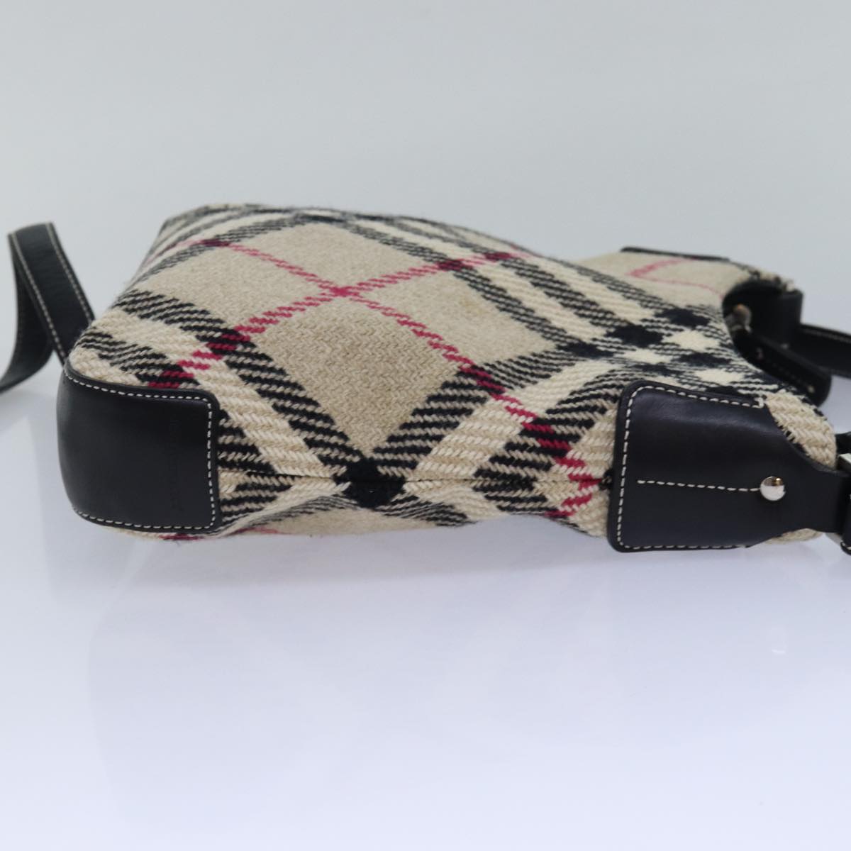 BURBERRY Nova Check Shoulder Bag Wool Beige Auth 83390