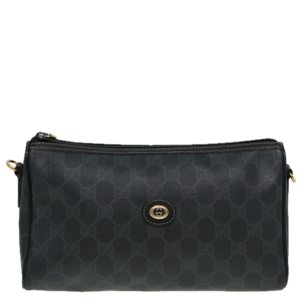 GUCCI GG Supreme Shoulder Bag PVC Black 156 02 086 Auth 83391