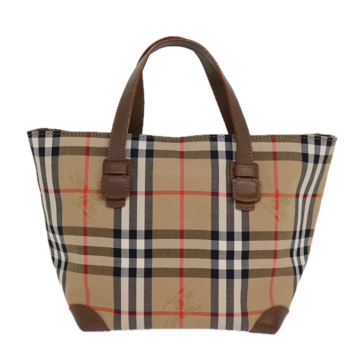 BURBERRY Nova Check Hand Bag Canvas Beige Auth 83402 - 0