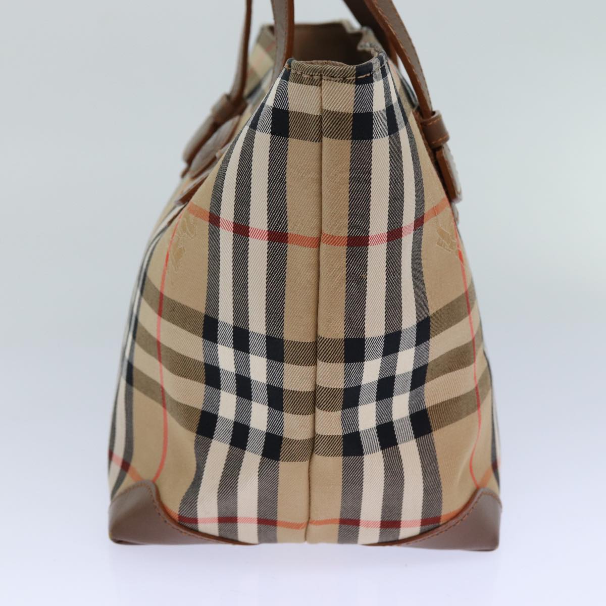 BURBERRY Nova Check Hand Bag Canvas Beige Auth 83402