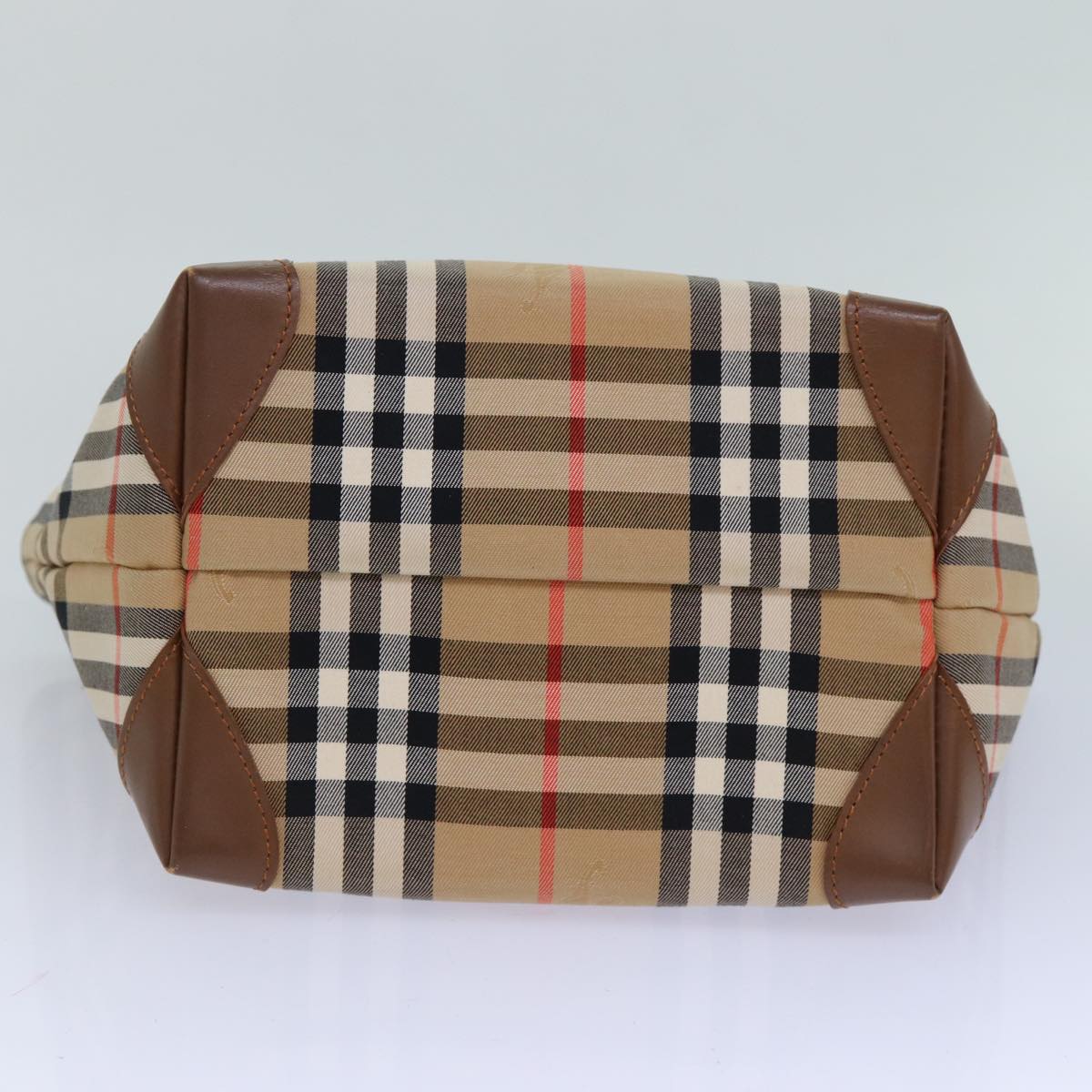 BURBERRY Nova Check Hand Bag Canvas Beige Auth 83402