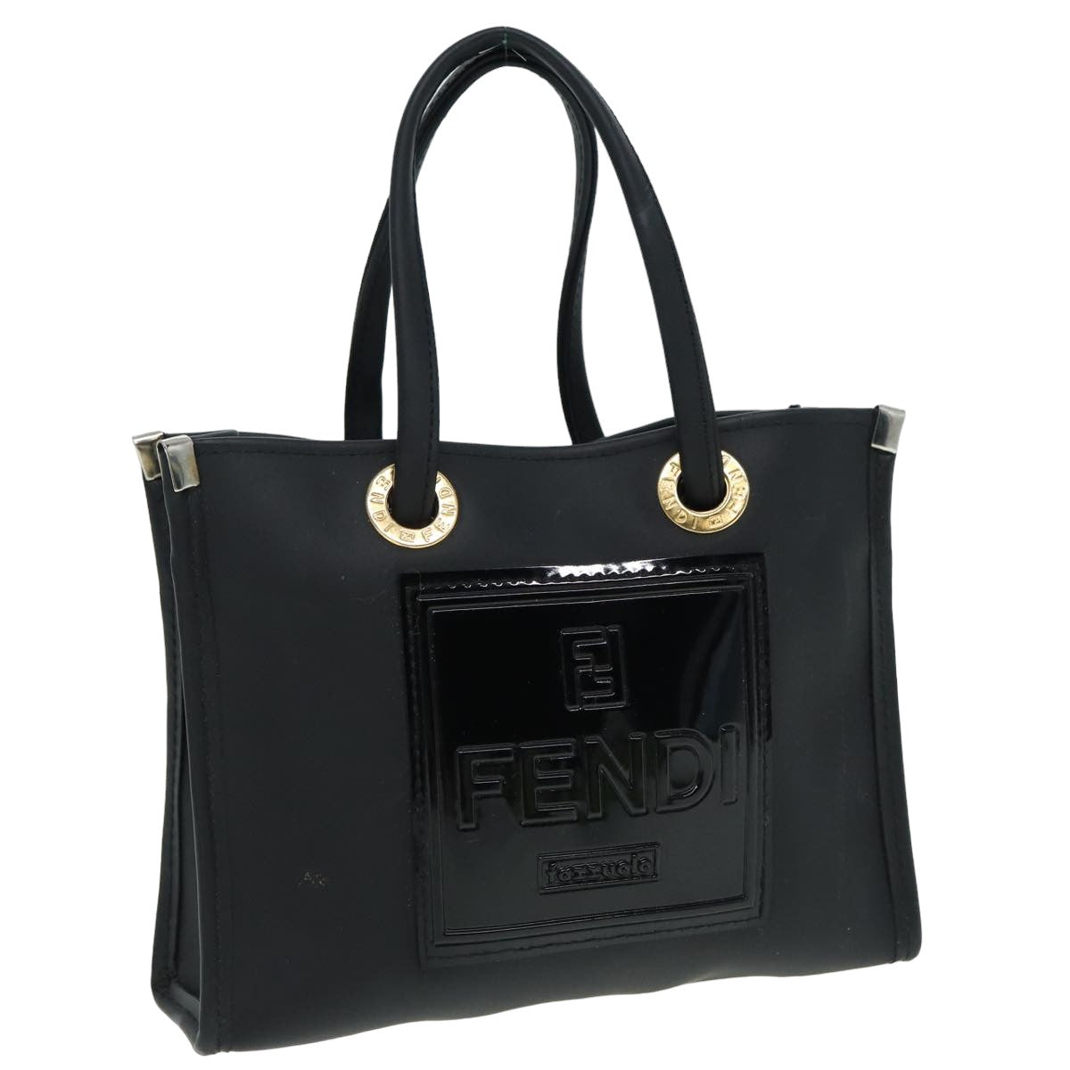 FENDI Hand Pouch Vinyl Black Auth 83410