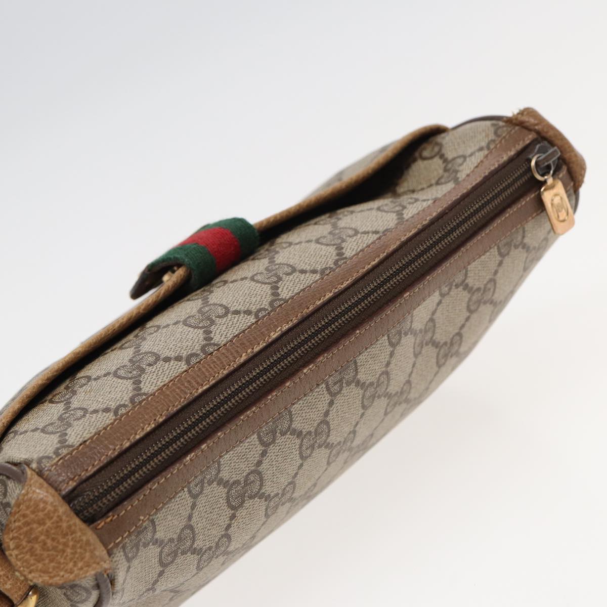 GUCCI GG Supreme Web Sherry Line Shoulder Bag PVC Beige Red 89 01 032 Auth 83419