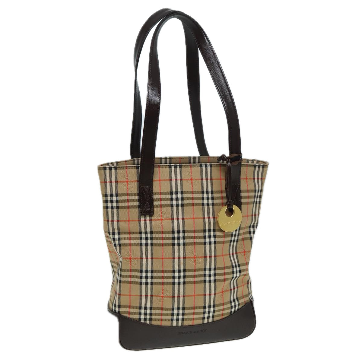 BURBERRY Nova Check Tote Bag Canvas Beige Auth 83420