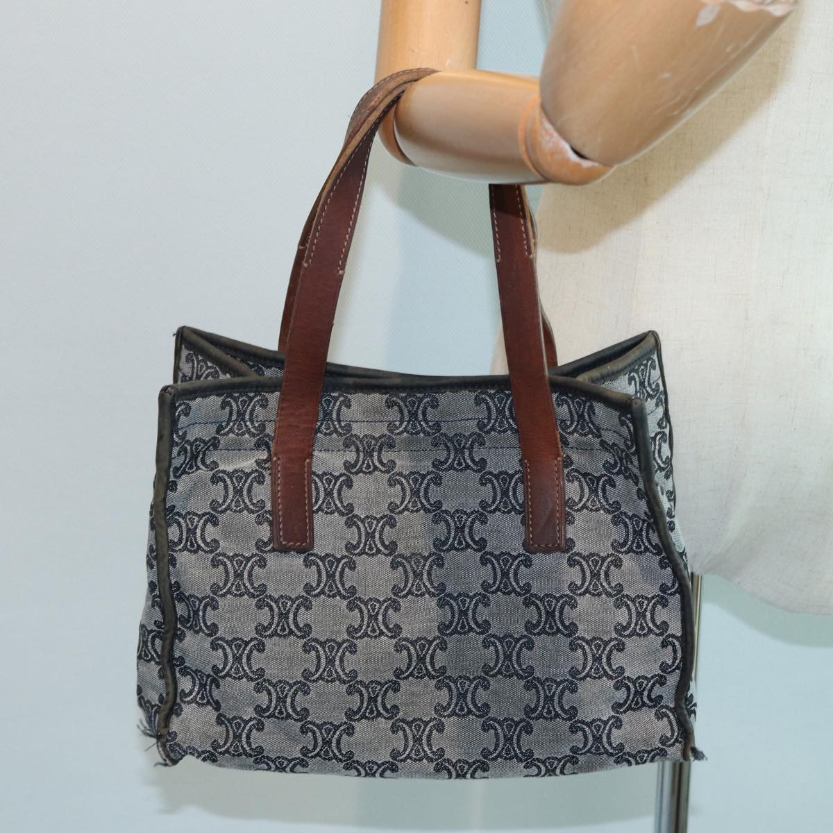 CELINE Paris Macadam Canvas Hand Bag Gray Auth 83427