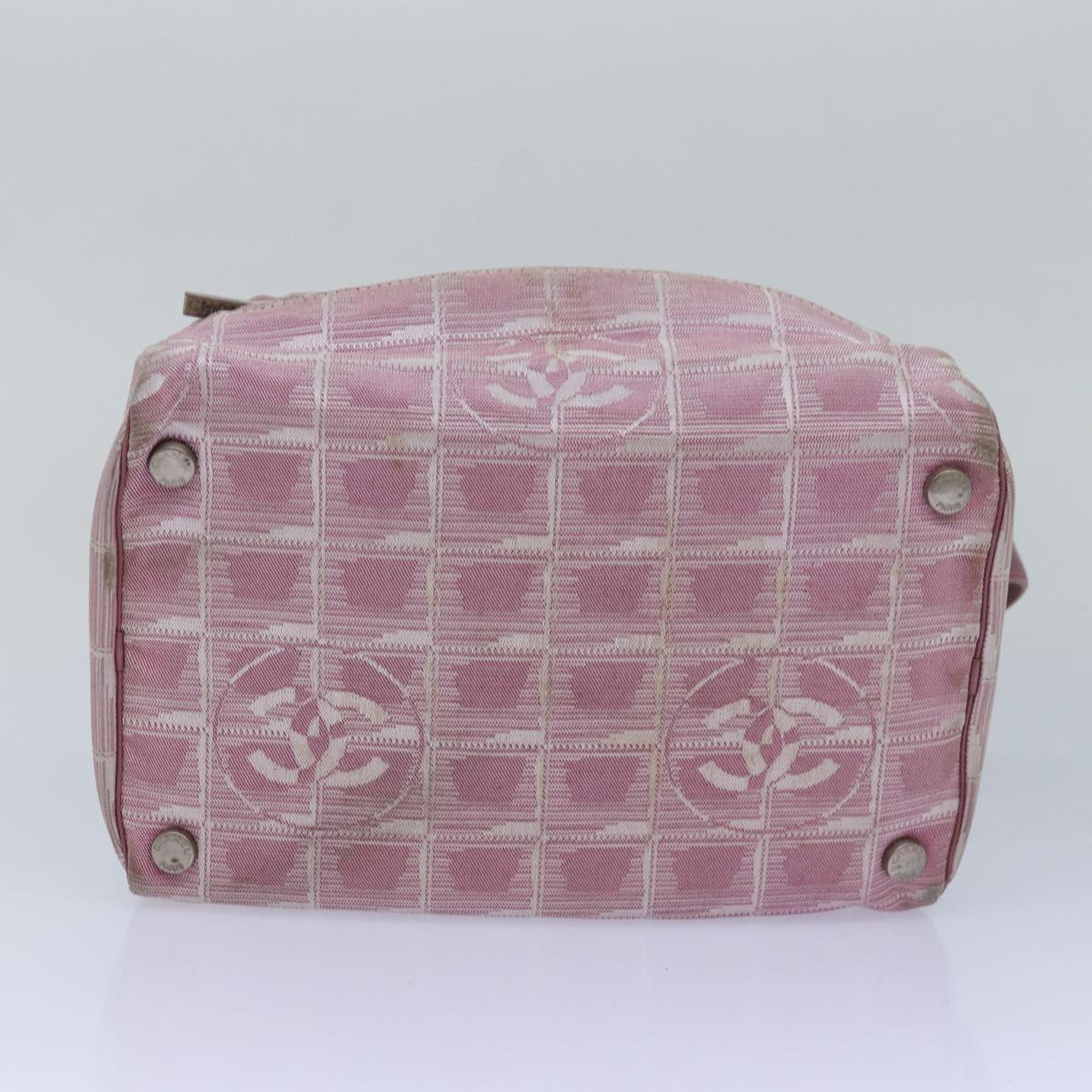 CHANEL New Travel Line Hand Bag Nylon Pink CC Auth 83428