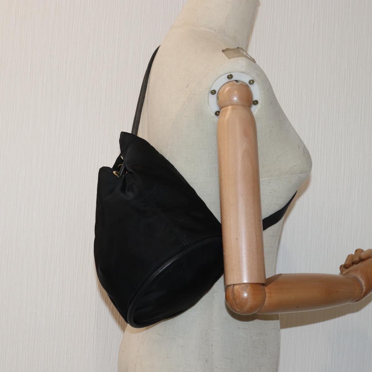 CELINE Shoulder Bag Nylon Black Auth 83441