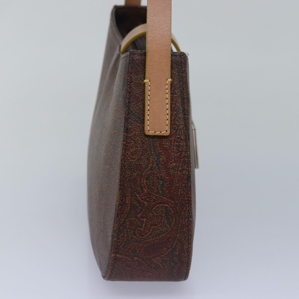 ETRO Paisley Shoulder Bag PVC Leather Brown Auth 83445