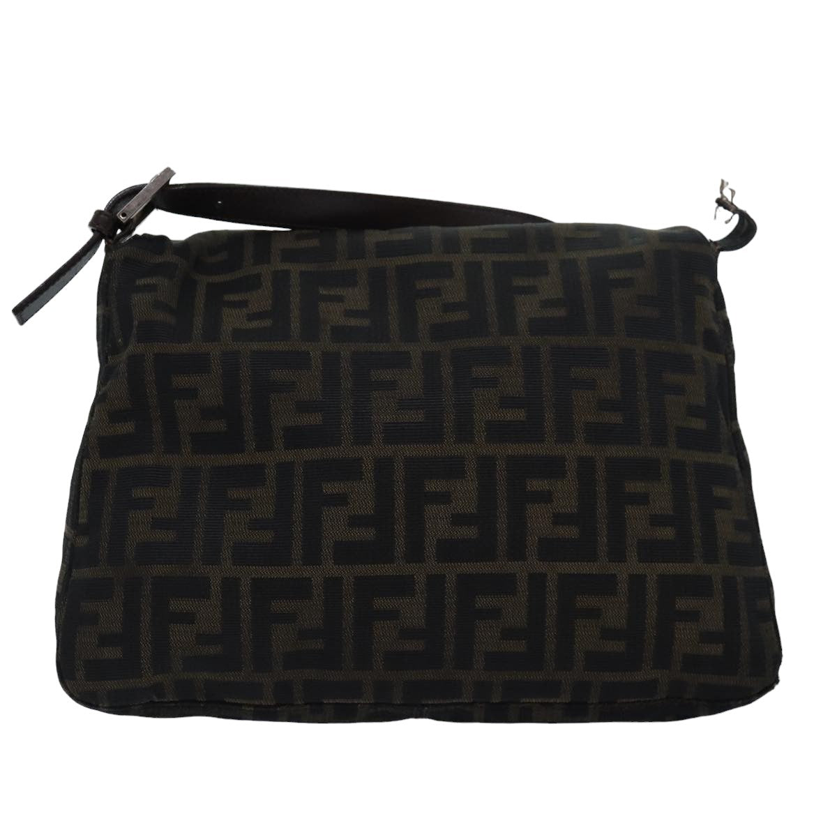 FENDI Zucca Canvas Mamma Baguette Shoulder Bag Brown Black Auth 83447 - 0