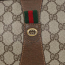 GUCCI GG Supreme Web Sherry Line Clutch Tasche PVC Beige Rot 89 01 034 Auth 83463-17