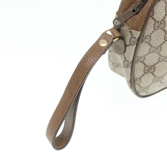 GUCCI GG Supreme Web Sherry Line Clutch Tasche PVC Beige Rot 89 01 034 Auth 83463