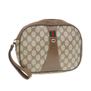 GUCCI GG Supreme Web Sherry Line Clutch Tasche PVC Beige Rot 89 01 034 Auth 83463-1