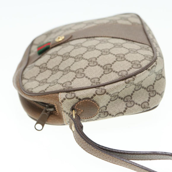 GUCCI GG Supreme Web Sherry Line Clutch Tasche PVC Beige Rot 89 01 034 Auth 83463