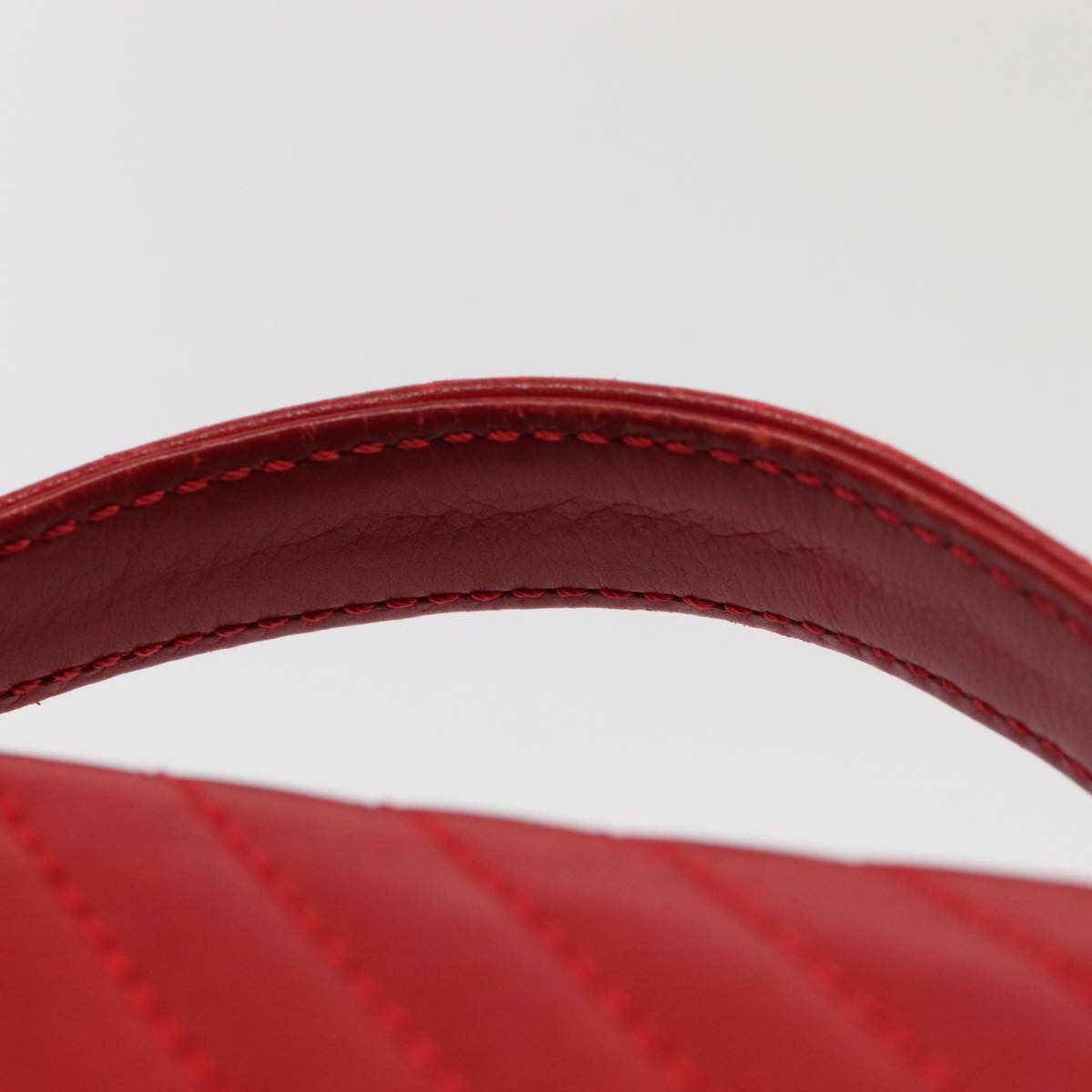 CELINE Chain Shoulder Bag Leather Red Auth 83473