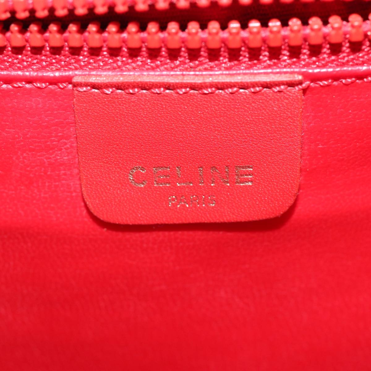 CELINE Chain Shoulder Bag Leather Red Auth 83473