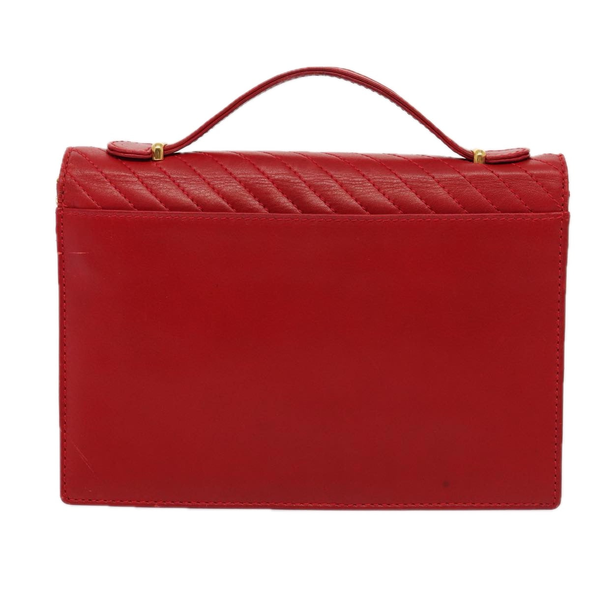 CELINE Chain Shoulder Bag Leather Red Auth 83473 - 0