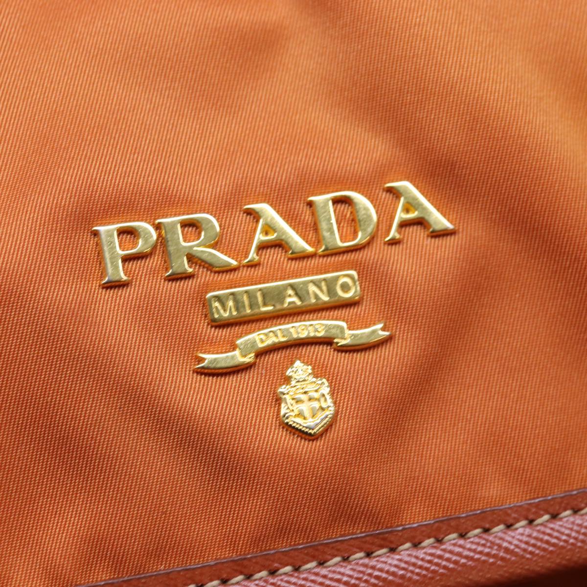 PRADA Shoulder Bag Nylon Orange Auth 83488