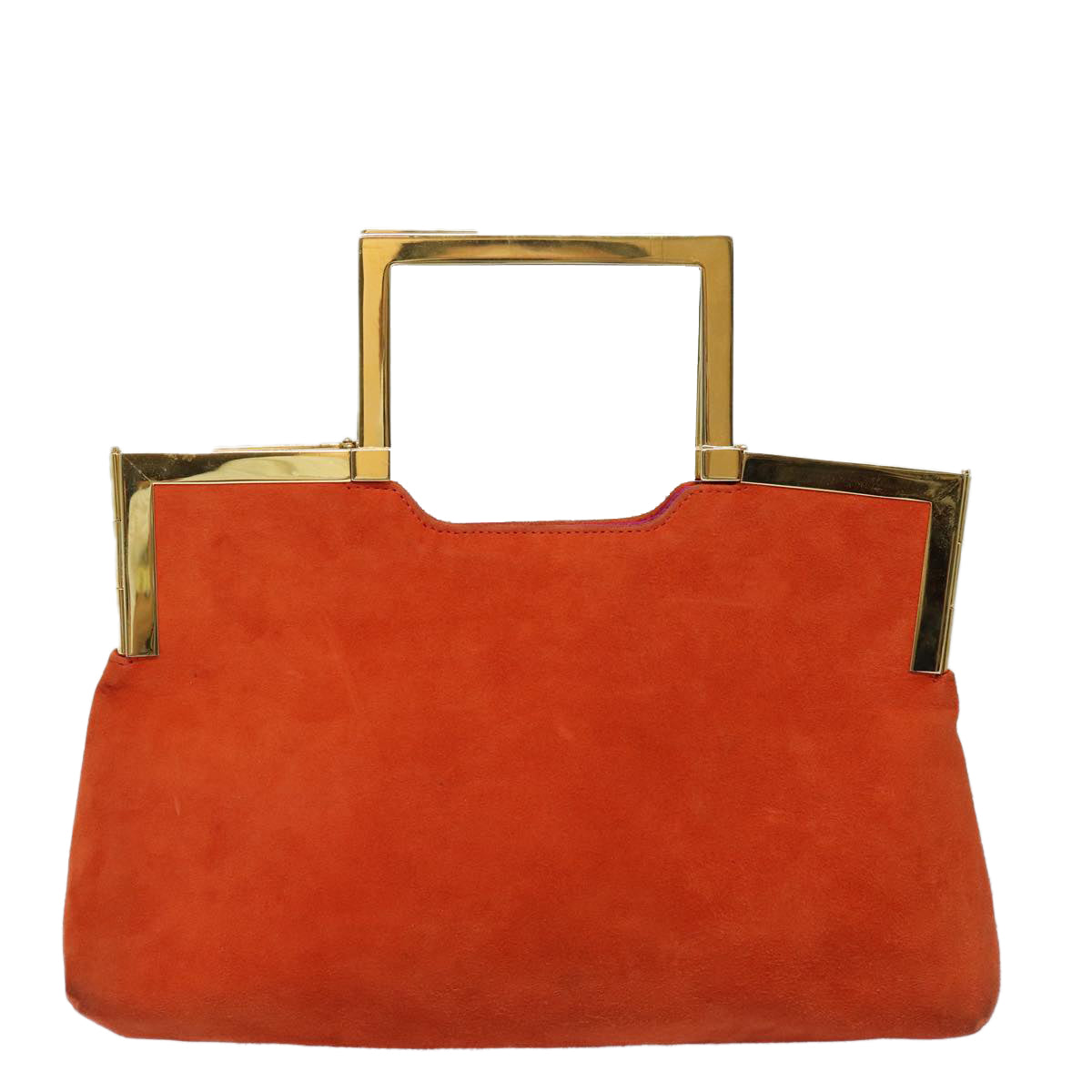 FENDI Hand Bag Suede Orange Auth 83492