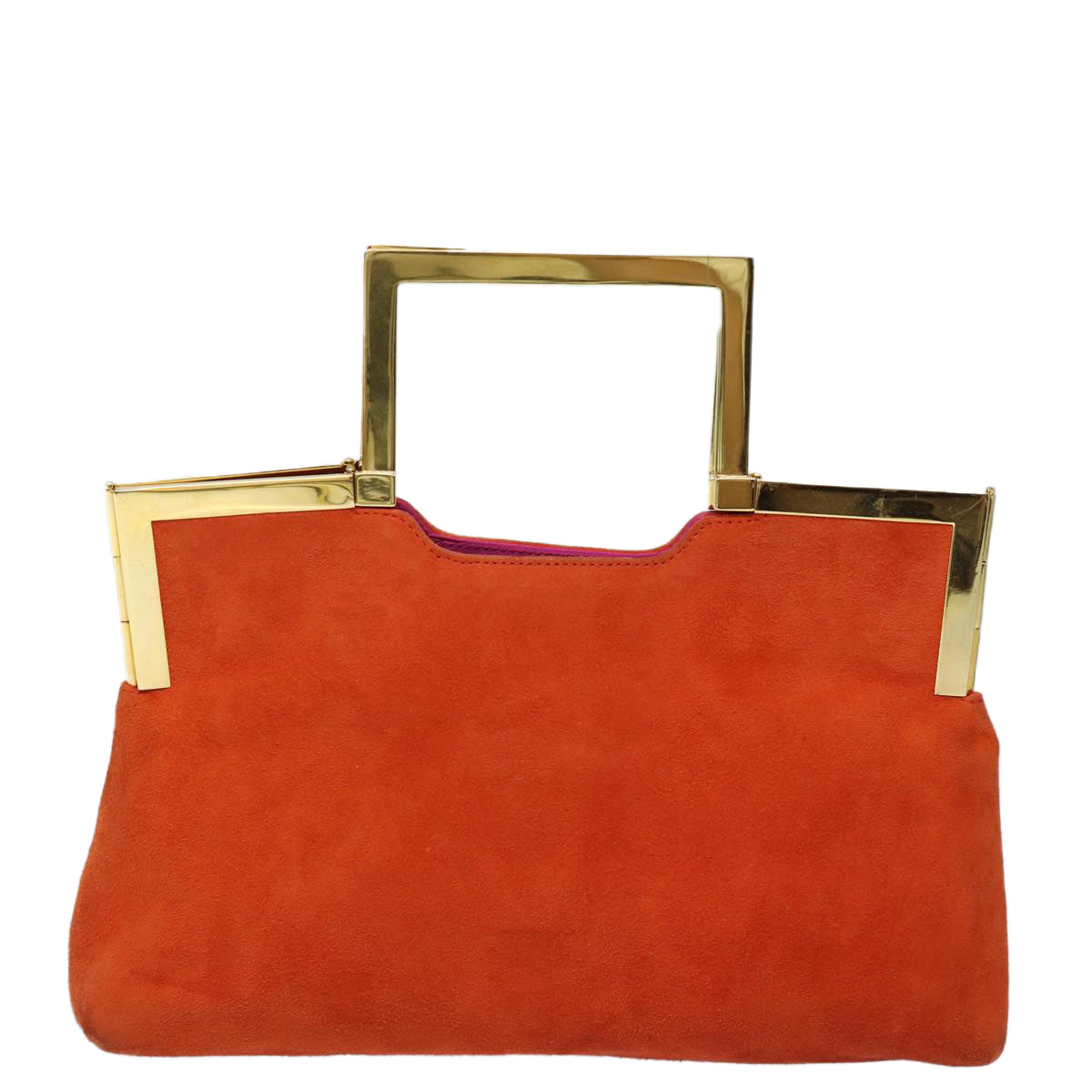 FENDI Hand Bag Suede Orange Auth 83492 - 0