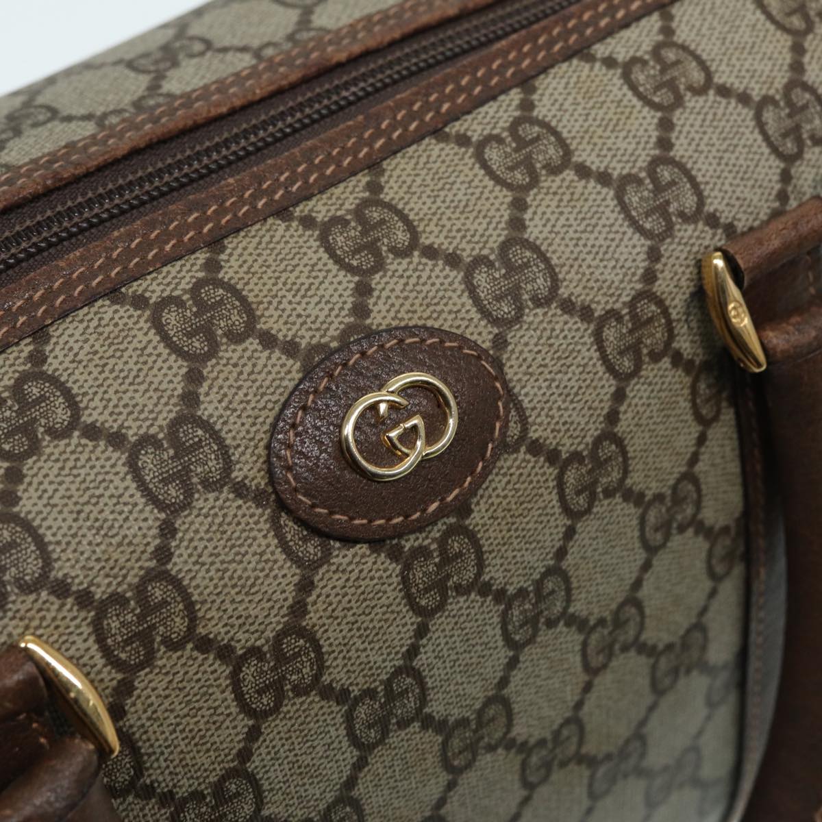 GUCCI GG Supreme Boston Bag PVC Beige 003 39 6842 3 Auth 83495