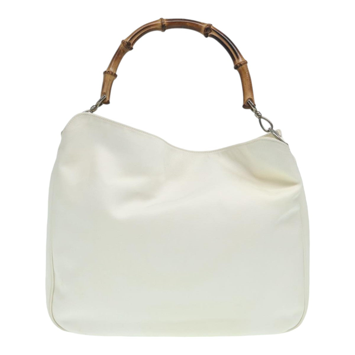 GUCCI Bamboo Hand Bag Canvas White 001 1705 1577 Auth 83496