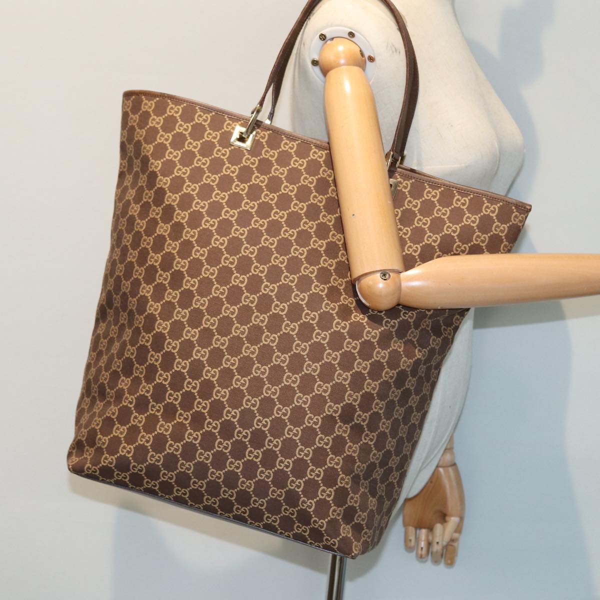 GUCCI GG Canvas Tote Bag Brown Auth 83498