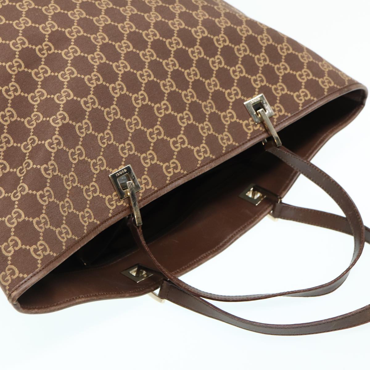 GUCCI GG Canvas Tote Bag Brown Auth 83498