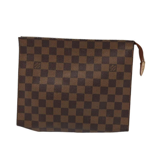 LOUIS VUITTON Damier Ebene Poche Toilette 26 Pouch N47543 LV Auth 83540