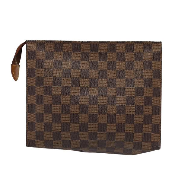 LOUIS VUITTON Damier Ebene Poche Toilette 26 Pouch N47543 LV Auth 83540