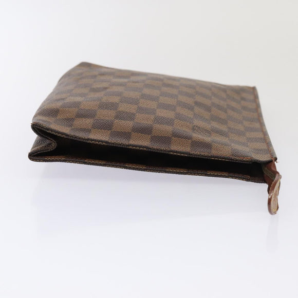 LOUIS VUITTON Damier Ebene Poche Toilette 26 Pouch N47543 LV Auth 83540
