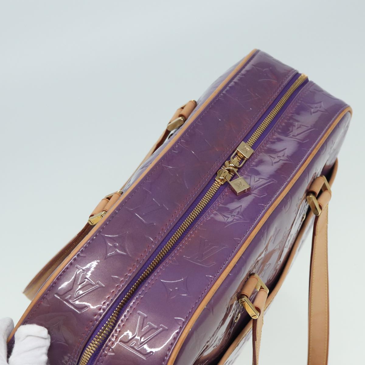 LOUIS VUITTON Monogram Vernis Sutton Hand Bag Purple Viole M91081 LV Auth 83568