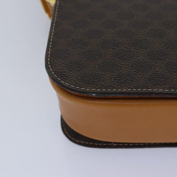 CELINE Macadam Canvas Umhängetasche PVC Leder Braun Auth 83573