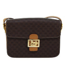 CELINE Macadam Canvas Shoulder Bag PVC Leather Brown Auth 83573-13