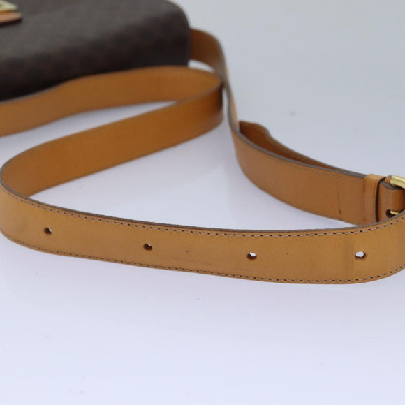CELINE Macadam Canvas Umhängetasche PVC Leder Braun Auth 83573
