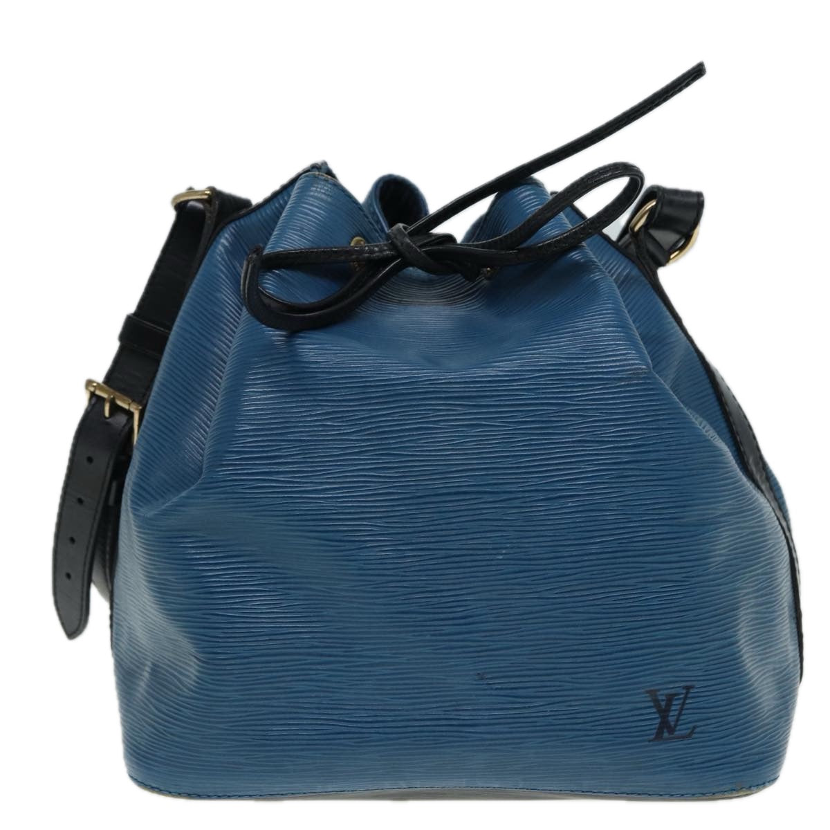 LOUIS VUITTON Epi Petit Noe Shoulder Bag Bicolor Black Blue M44152 Auth 83586