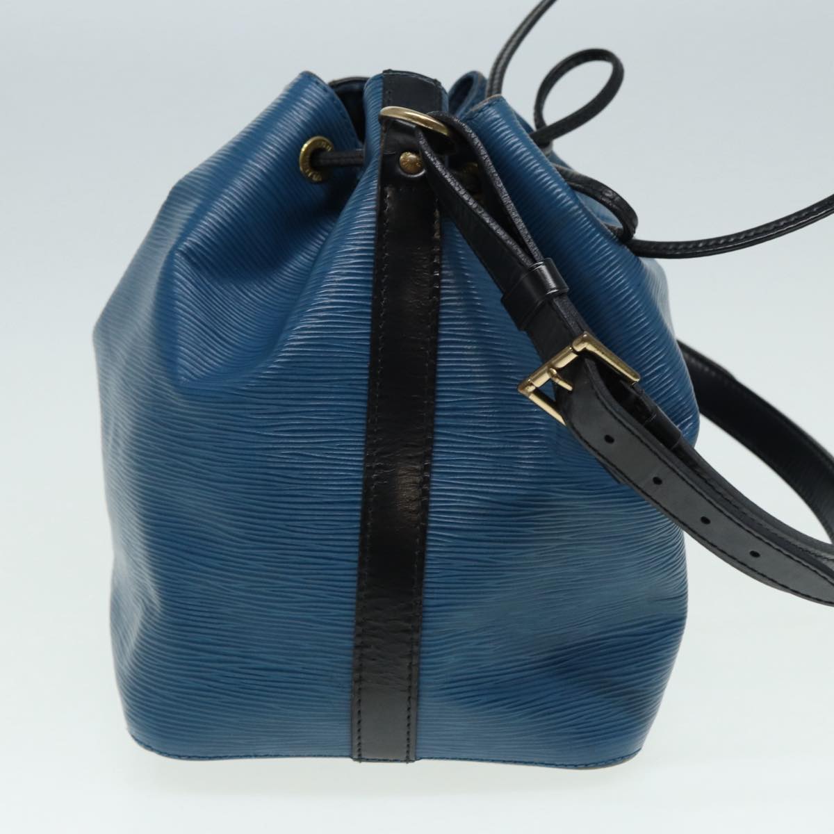 LOUIS VUITTON Epi Petit Noe Shoulder Bag Bicolor Black Blue M44152 Auth 83586