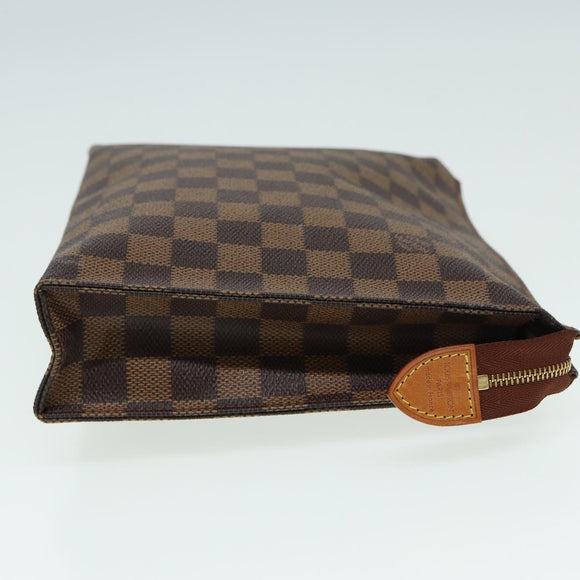 LOUIS VUITTON Damier Ebene Poche Toilette 26 Pouch N47543 LV Auth 83604