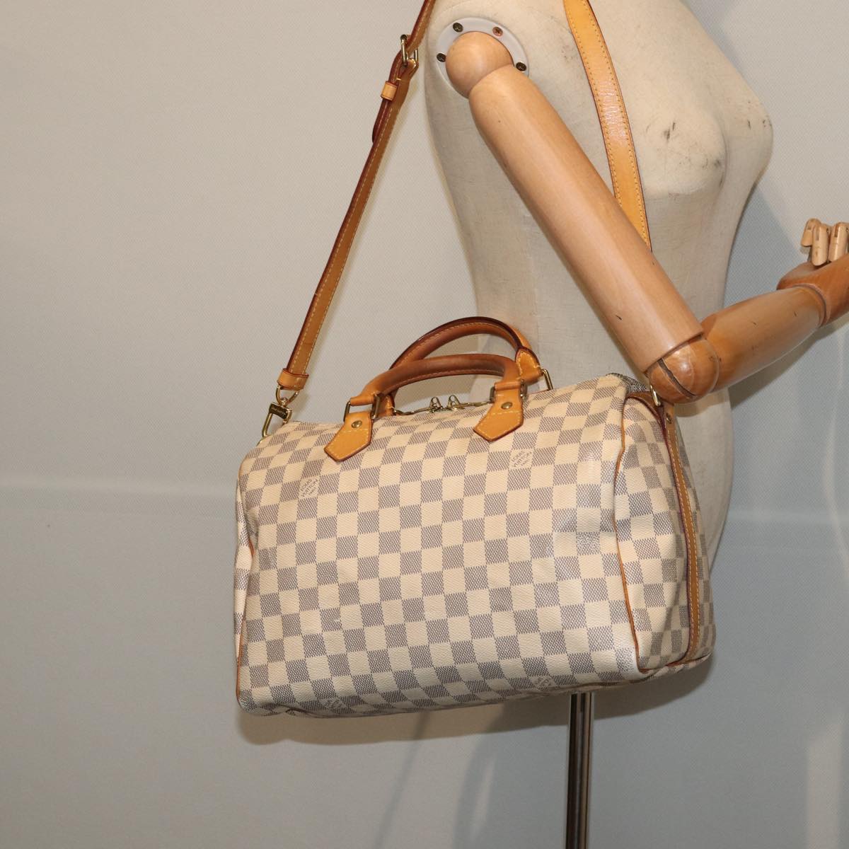 LOUIS VUITTON Damier Azur Speedy Bandouliere 30 Hand Bag 2way N41052 Auth 83635