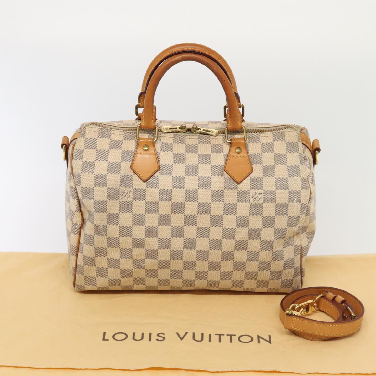 LOUIS VUITTON Damier Azur Speedy Bandouliere 30 Hand Bag 2way N41052 Auth 83635