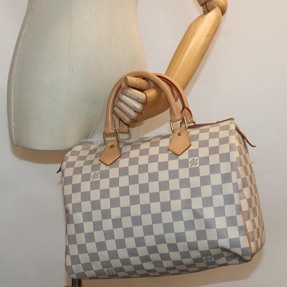 LOUIS VUITTON Damier Azur Speedy 30 Hand Bag N41533 LV Auth 83636A