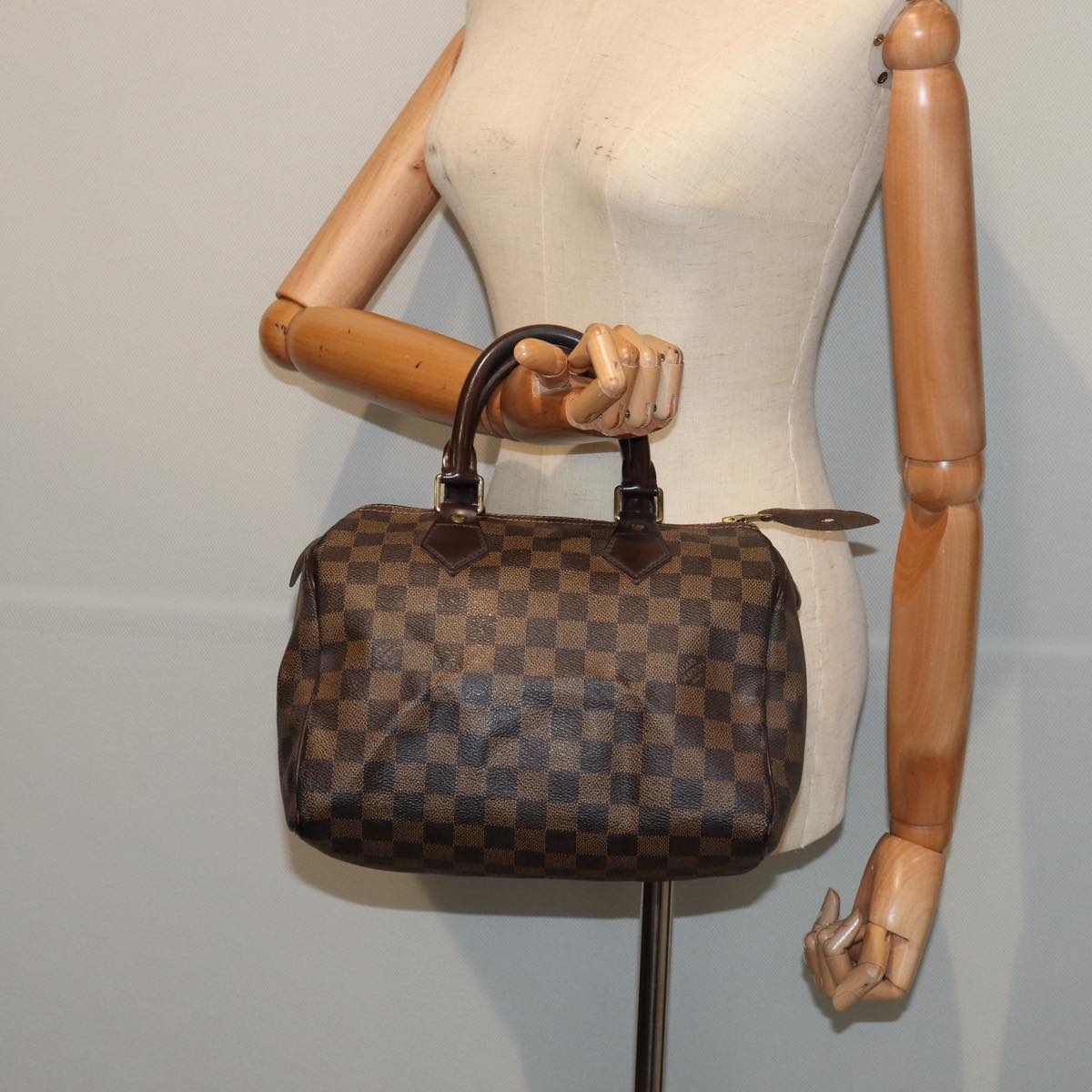 LOUIS VUITTON Damier Ebene Speedy 25 Hand Bag N41532 LV Auth 83642