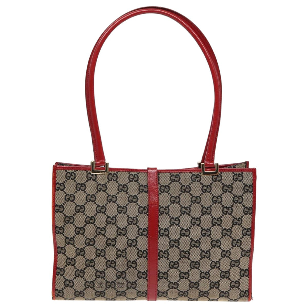 GUCCI GG Canvas Jackie Hand Bag Beige Red 002 1073 002122 Auth 83658