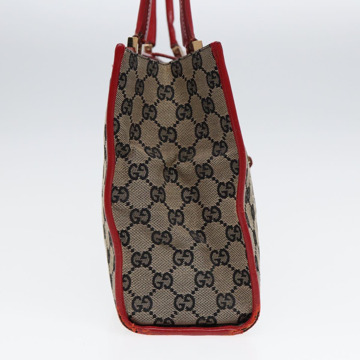 GUCCI GG Canvas Jackie Hand Bag Beige Red 002 1073 002122 Auth 83658