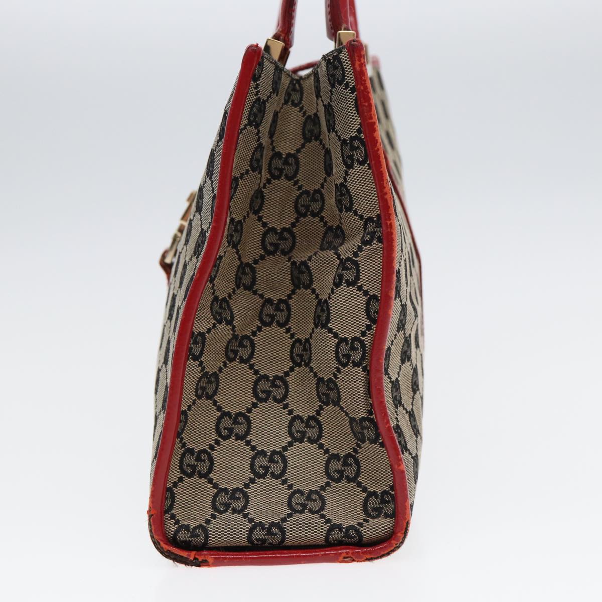 GUCCI GG Canvas Jackie Hand Bag Beige Red 002 1073 002122 Auth 83658