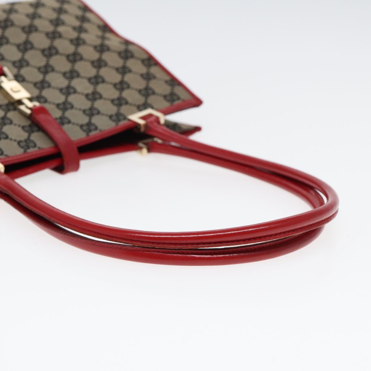 GUCCI GG Canvas Jackie Hand Bag Beige Red 002 1073 002122 Auth 83658