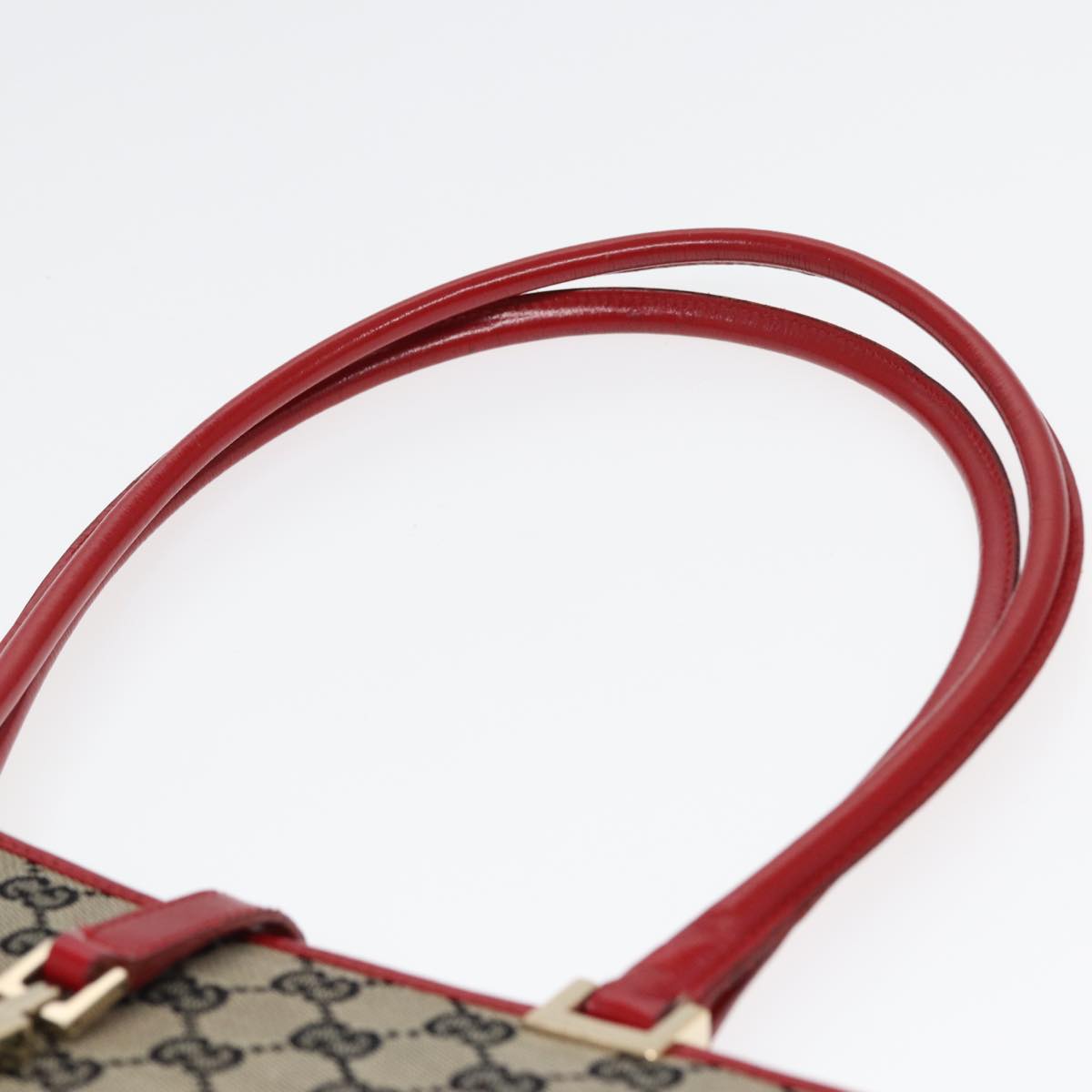 GUCCI GG Canvas Jackie Hand Bag Beige Red 002 1073 002122 Auth 83658