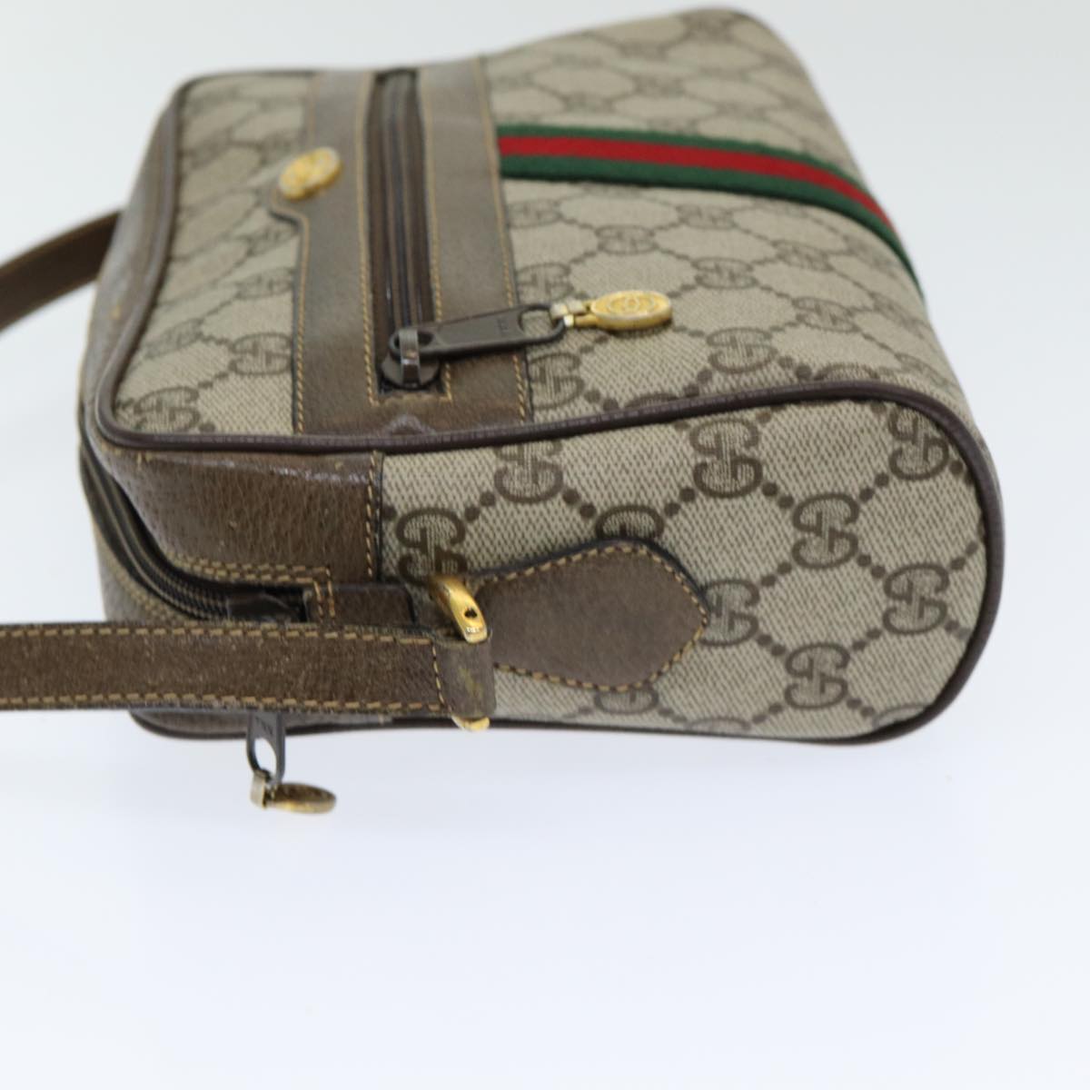 GUCCI GG Supreme Web Sherry Line Shoulder Bag PVC Beige 904 02 004 Auth 83660