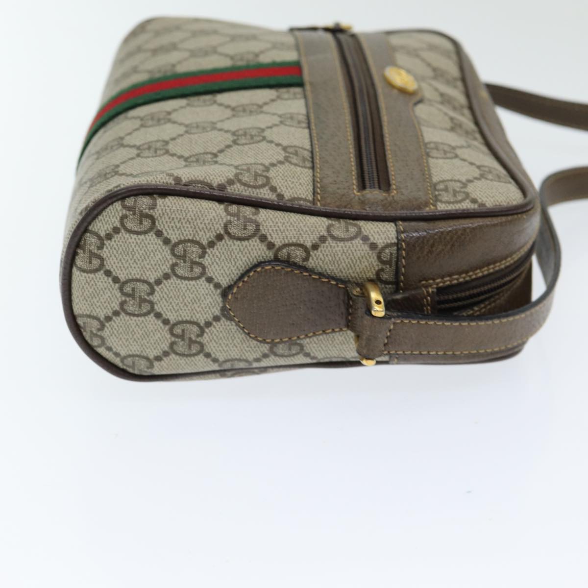 GUCCI GG Supreme Web Sherry Line Shoulder Bag PVC Beige 904 02 004 Auth 83660