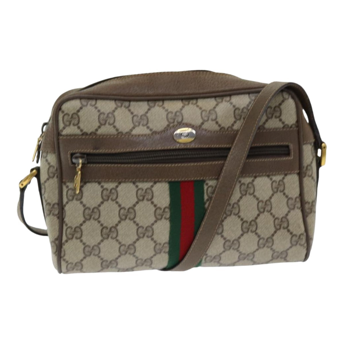 GUCCI GG Supreme Web Sherry Line Shoulder Bag PVC Beige 63 02 004 Auth 83661